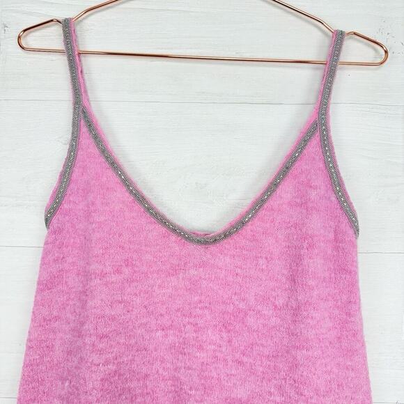 Zara Wool Alpaca Blend Mini Dress Size S Pink Embellished Straps Coquette Twee - Picture 3 of 13